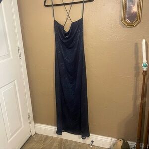 Vintage y2k navy sparkle slinky strappy byer 2 dress size medium